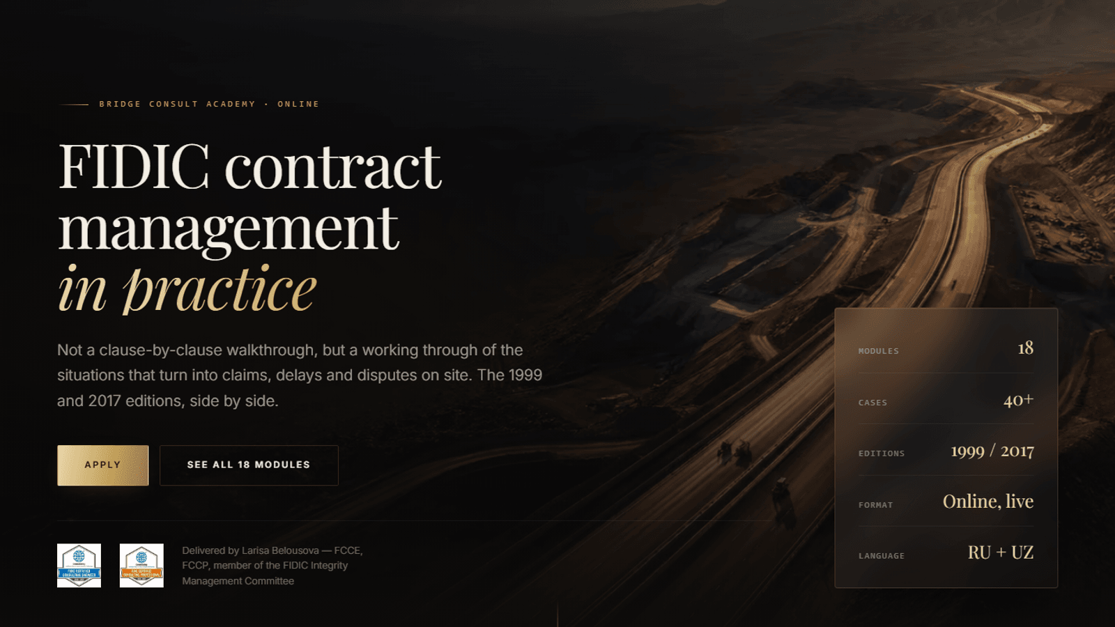 BRIDGE Consult Academy: the FIDIC contract management programme is now available online